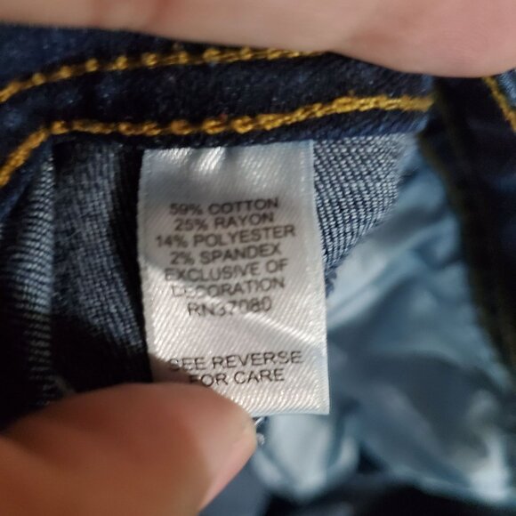 Cato Jeans Womens Size 22W Blue Cropped Embroidered Side Stripe Stretch - Picture 4 of 12